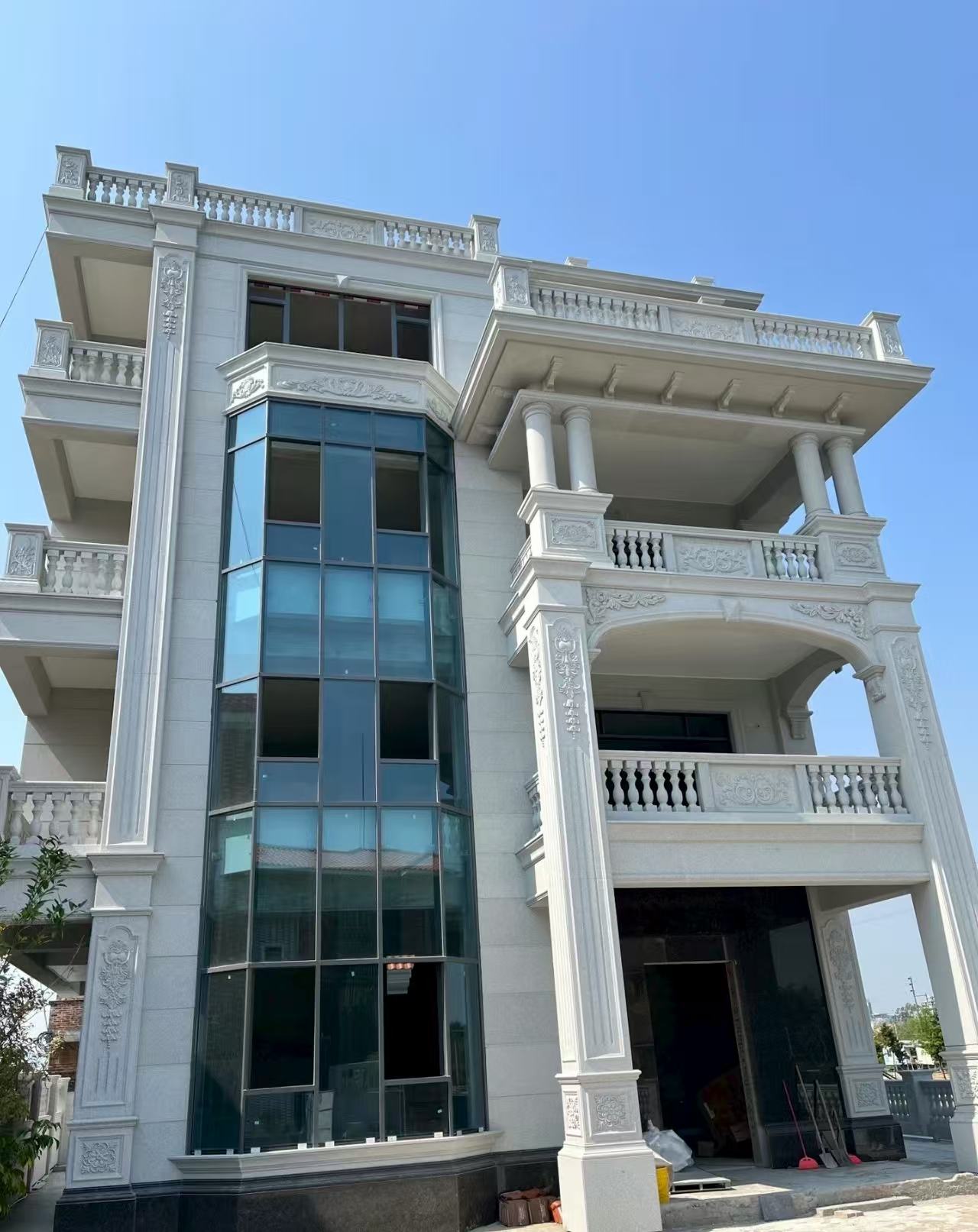 太原 芝麻白花岗岩别墅外墙干挂效果展示