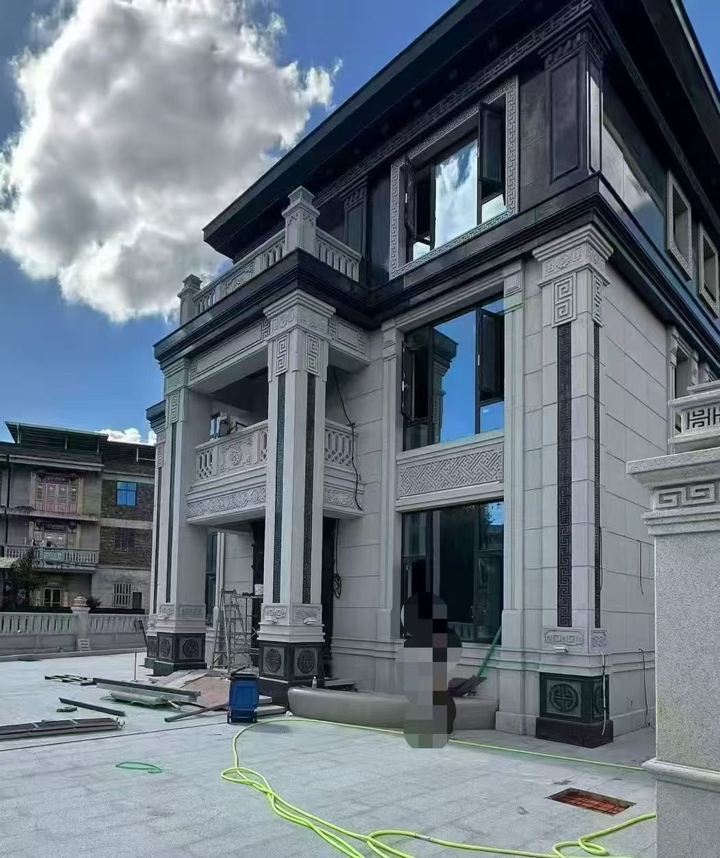 太原 别墅干挂，芝麻白与芝麻黑完美配合